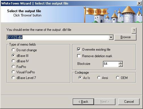 DBF to DBF Screenshot